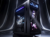 De Asus ROG G1000 desktop - afgebeeld tegen een gestileerde donkere achtergrond. (Afbeeldingsbron: Asus)