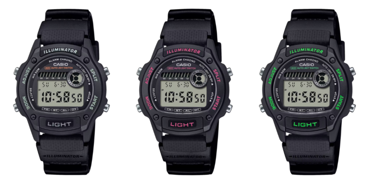 Van links naar rechts: de Casio W220H-1AV, W220H-1A2V en W220H-1A3V. (Afbeeldingsbron: Casio)