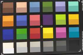 ColorChecker: target-kleuren worden weergegeven in de onderste helft van elk kleurvak...