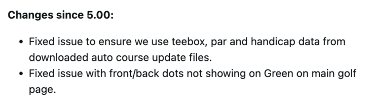 De wijzigingslog voor Systeemsoftware 5.10 voor de Garmin Approach S12 smartwatch. (Afbeeldingsbron: Screenshot van bericht in Garmin forum)
