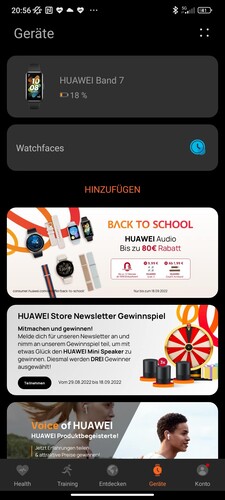 De Health App bevat ook Huawei advertenties