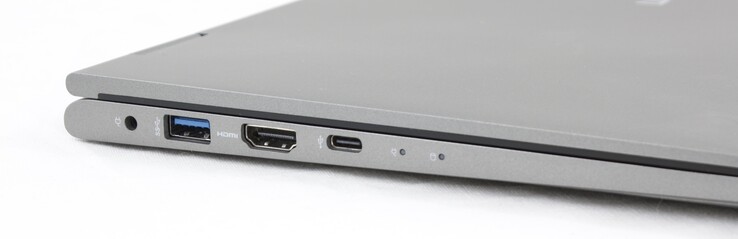 Links: AC-voeding, USB 3.0 Type-A, HDMI, USB 3.0 Type-C + Thunderbolt 3