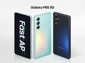 Samsung heeft de Galaxy M55 ontworpen met een groene en blauwe afwerking (Afbeelding bron: Samsung)