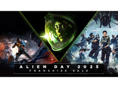 Een promotieafbeelding voor Alien Day 2025 op Steam, met covers van Alien Isolation, Aliens Dark Descent en Alien Rogue Incursion. (Afbeelding Bron: Steam)
