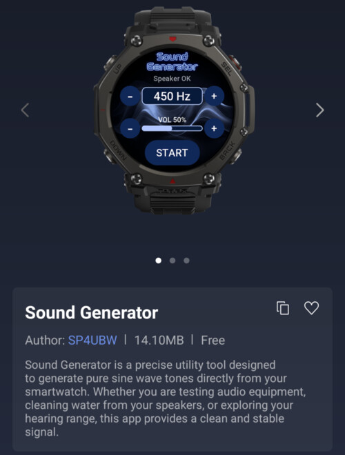 De Sound Generator Mini-app voor Amazfit smartwatches
