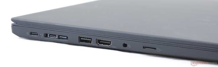 Links: USB Type-C Gen. 1, USB Type-C Gen. 2 + Thunderbolt 3, ThinkPad Dock, HDMI 1.4, 3.5-mm combo-audio, MicroSD-lezer