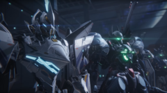 Mecha Break screenshot toont mechs klaar voor de strijd