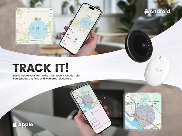 De MiTag Duo heeft geen aparte begeleidende app omdat het werkt met de Find My en Find My Device apps. (Afbeeldingsbron: MiLi)