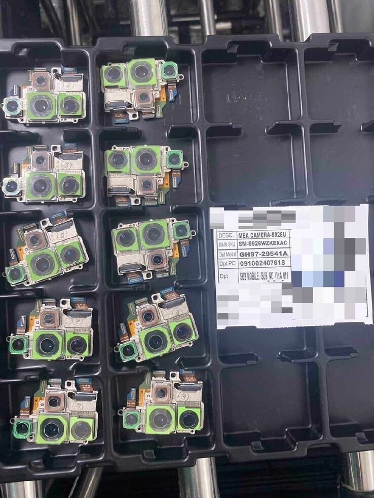 De cameramodules die in de uiteindelijke Samsung Galaxy S24 Ultra zullen zitten. (Afbeelding: @chunvn8888)