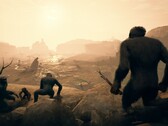 Een afbeelding uit het spel Ancestors: The Humankind Odyssey waarop hominiden te zien zijn.