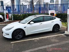 Tesla Model 3 bij een Supercharger-station. (Afbeeldingsbron: Notebookcheck)