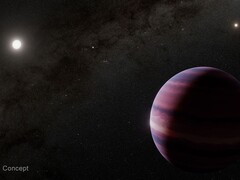 Een conceptuele afbeelding van de reuzenplaneet die rond Alpha Centauri A draait (Afbeeldingsbron: NASA, ESA, CSA, STScI, en R. Hurt; bijgesneden)