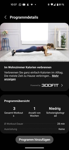 De Samsung software biedt toegang tot fitnessprogramma's