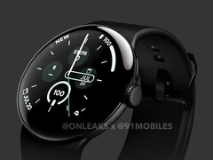Het lijkt erop dat Google zijn bestaande smartwatchontwerptaal nog minstens een generatie lang zal handhaven. (Afbeeldingsbron: @OnLeaks &amp;amp; 91mobiles)