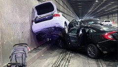 De nasleep van de plotselinge vertraging van de Model S (afbeelding: California Highway Patrol)
