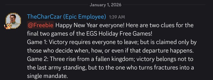 De gedeelde hints (Afbeelding bron: Epic discord)