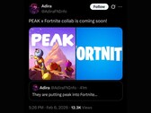 De samenwerking tussen Fortnite en Peak zou door Cohen via het Adira X-account zijn uitgelekt