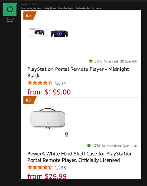 PlayStation Portal verkoop op Amazon (bron: screenshot, onQ123@NeoGaf forums)