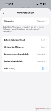 Maai-instellingen