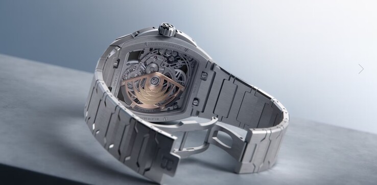 Achteraanzicht van de Bianchet B 1.618 UltraFino, met de vliegende tourbillon en de mechanische details (Afbeelding bron: Bianchet Official Website)