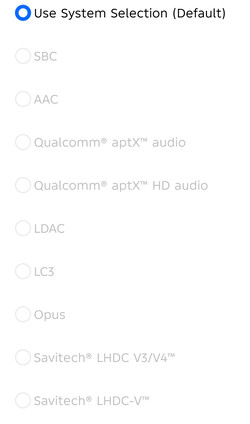 Beschikbare codecs voor Bluetooth-audio