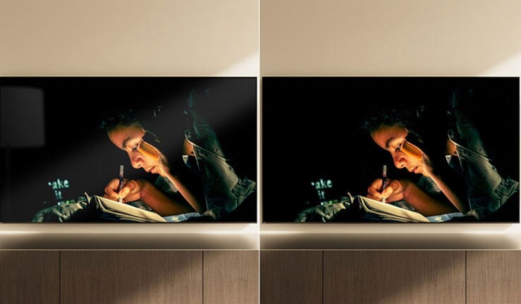 Illustratief voorbeeld van de Immersive Black Screen Pro antireflectie- en antireflectiefilm (R) die op de Bravia 9 II HDTV's wordt gebruikt.