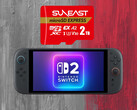 Suneast 2TB MicroSD Express-kaart afgebeeld boven Switch 2