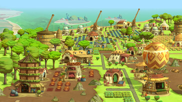 Een afbeelding van het dorp in The Wandering Village. (Afbeeldingsbron: Steam)
