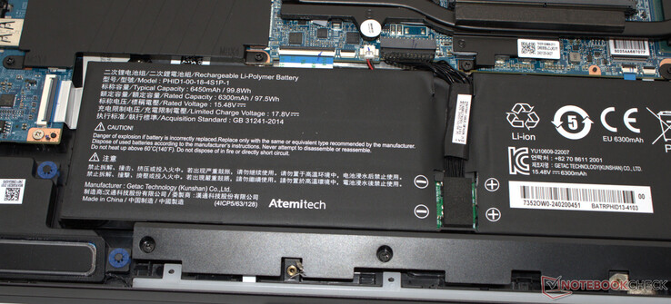 De batterij heeft een capaciteit van 99,8 Wh.