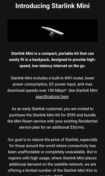 Starlink Mini testuitnodiging