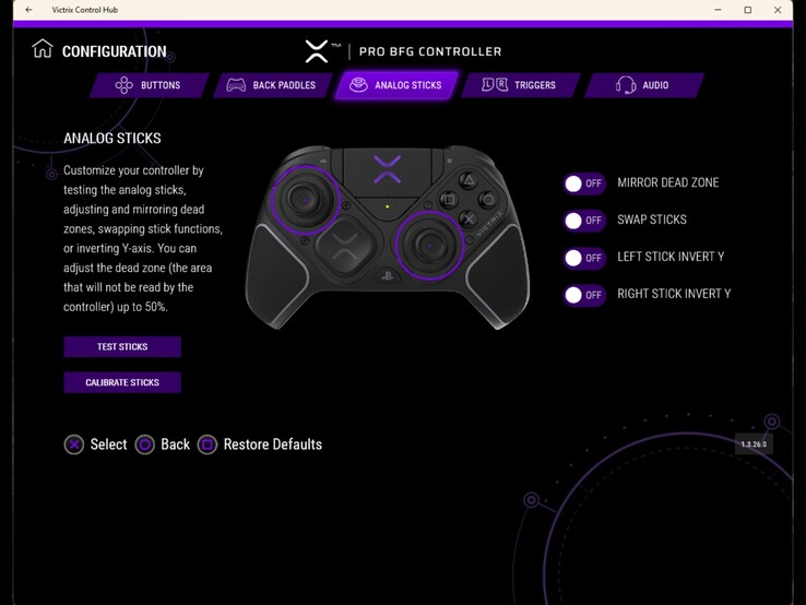 Victrix Control Hub dode zone aanpassen
