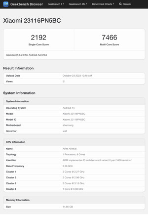 (Afbeeldingsbron: Geekbench)