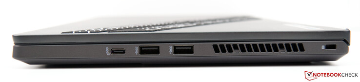 Links: USB-C 3.2 Gen. 2 (geen DP, PD of G-Sync), 2x USB-A 3.2 Gen. 1, Kensington-slot