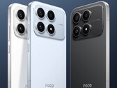 De compacte Poco X8s in wit, zwart en blauw