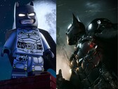 Promotie-illustraties voor Lego Batman: Legacy of the Dark Knight naast hetzelfde voor Batman: Arkham Knight