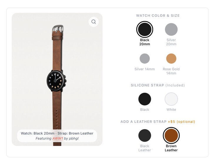 De Pebble Round 2 is verkrijgbaar in drie kleuren en met twee bandmaten.
