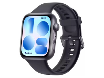 Onofficiële render van de Huawei Watch Fit 5 in het zwart.