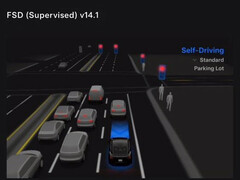Tesla FSD 14 parkeerselectie visueel. (Afbeeldingsbron: Tesla)