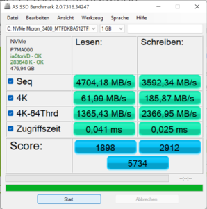 AS SSD resultaat