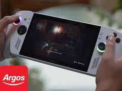 Asus ROG Xbox Ally gaming handheld getoond met Argos logo (Afbeelding bron: Microsoft Xbox Gaming, Argos met bewerkingen)