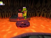 Croc Legend of the Gobbos screenshot met Croc die over lava springt