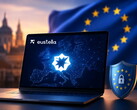 Een laptop met de Europese AI-host Eustella