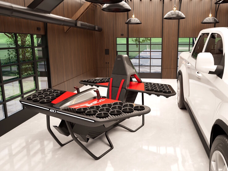 De Leo Flight JetBike airspeeder is klein genoeg om in een garage te passen en thuis op te laden. (Afbeelding bron: Leo Flight)