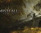 De coverillustratie van *Mistfall Hunter* die de duistere fantasiewereld van de Gyldenmist in beeld brengt.