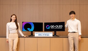 Het scherpe V-Stripe QD-OLED paneel van Samsung met een vernieuwingssnelheid van 360 Hz. (Afbeeldingsbron: Samsung Display)