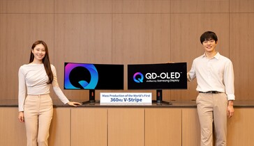 Het scherpe V-Stripe QD-OLED paneel van Samsung met een vernieuwingssnelheid van 360 Hz. (Afbeeldingsbron: Samsung Display)