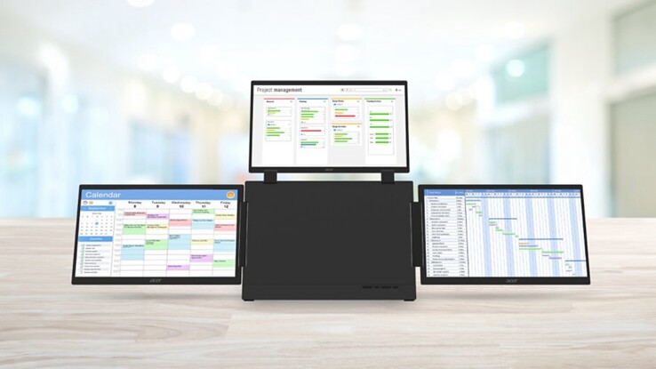 De draagbare Acer PD163Q-P3-monitor met drie schermen is tevens geschikt voor VESA-montage.
