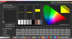 CalMAN ColorChecker (P3 referentiekleurruimte, bron: Mac Studio)