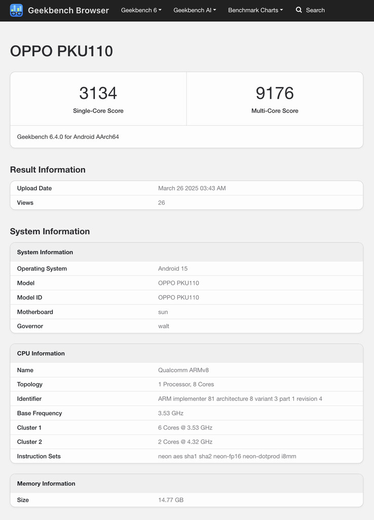 (Afbeeldingsbron: Geekbench)