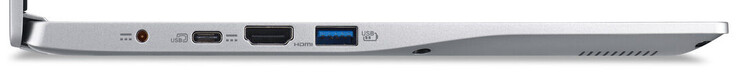 Linkerkant: stroomaansluiting, USB 3.2 Gen2 Type-C (DisplayPort, Power Delivery), HDMI, USB 3.2 Gen1 Type-A